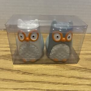 Tag Owls Salt And Pepper Shakers Gray And White New